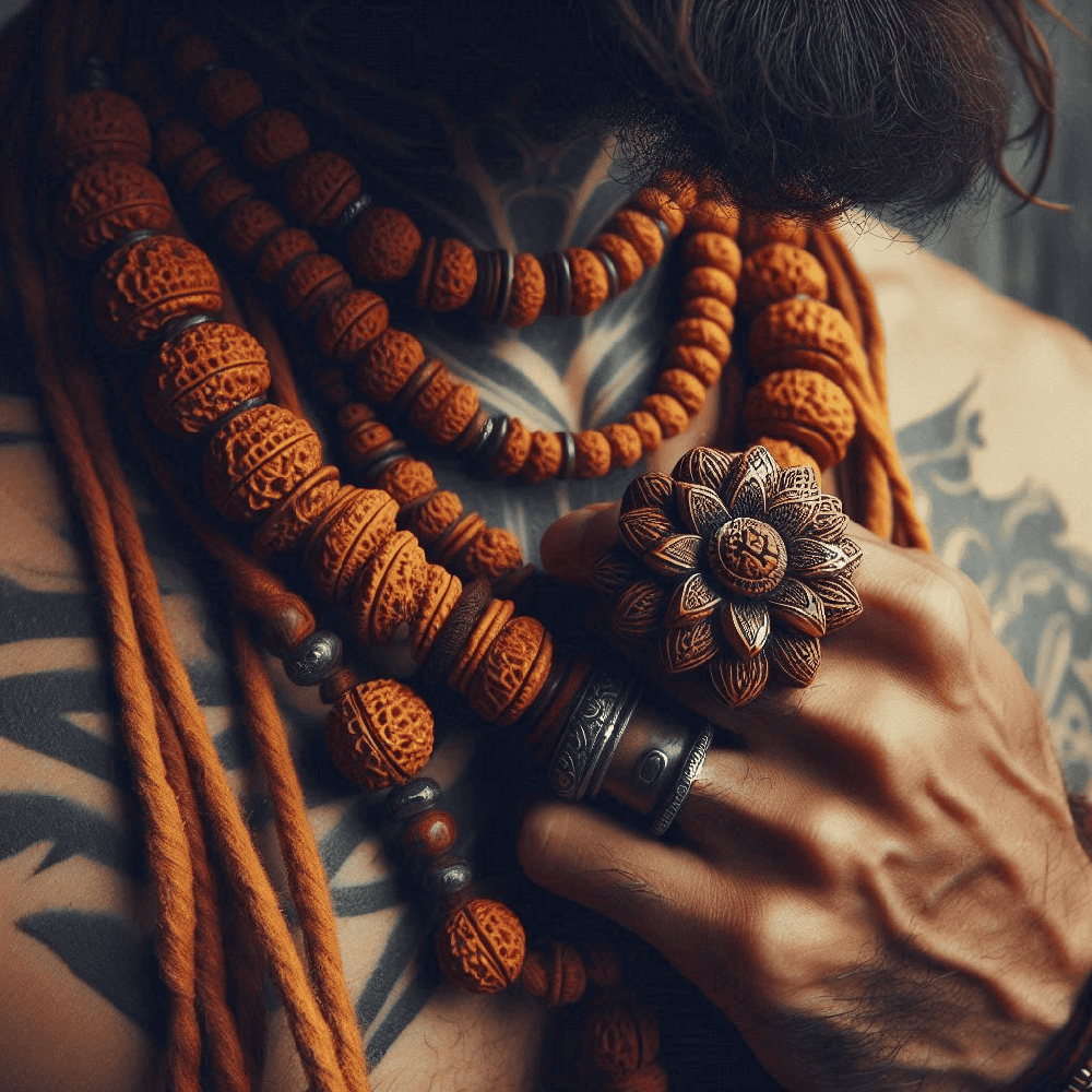 Person wearing different beads